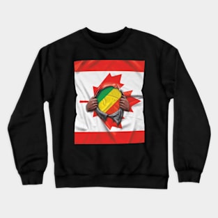 Republic Of The Congo Flag Canadian Flag Ripped - Gift for Congon From Republic Of The Congo Crewneck Sweatshirt